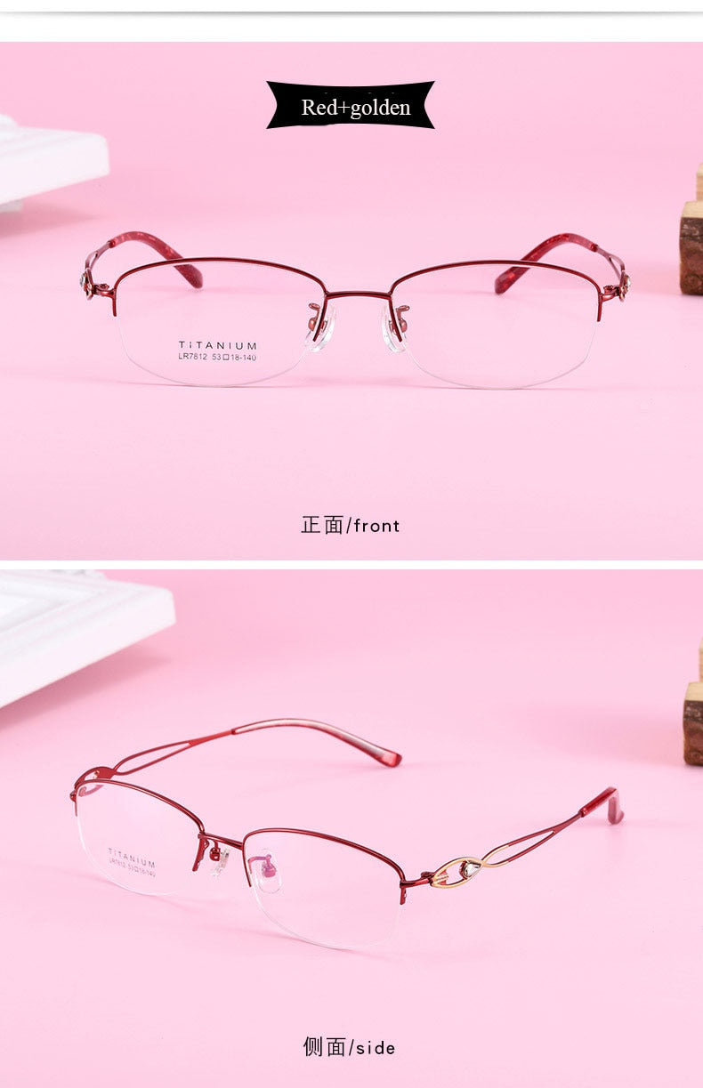 Women's Hollow Jeweled Temple Semi Rim Frame Eyeglasses Lr7812 Semi Rim Bclear