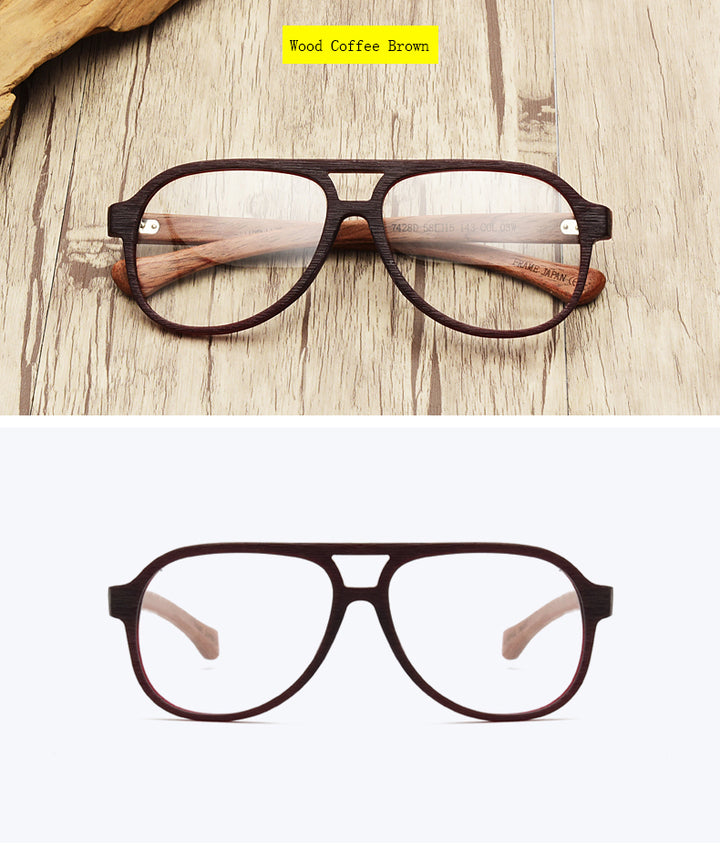 Hdcrafter Unisex Full Rim Double Bridge Round Wood Frame Eyeglasses 7428d Full Rim Hdcrafter Eyeglasses