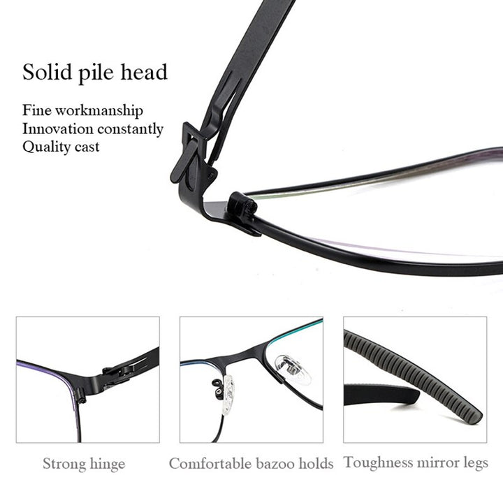 Hotochki Men's Full Rim Titanium Square Frame Eyeglasses F1981 Full Rim Hotochki