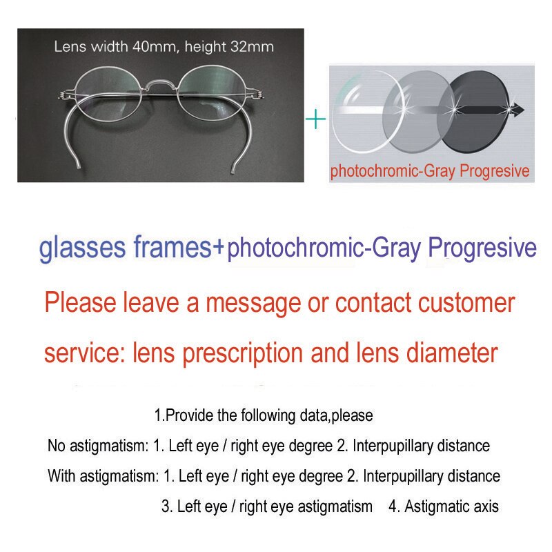 Yujo Unisex Full Rim Eyeglasses Oval Stainless Steel Y011 Full Rim Yujo Progressive gray China