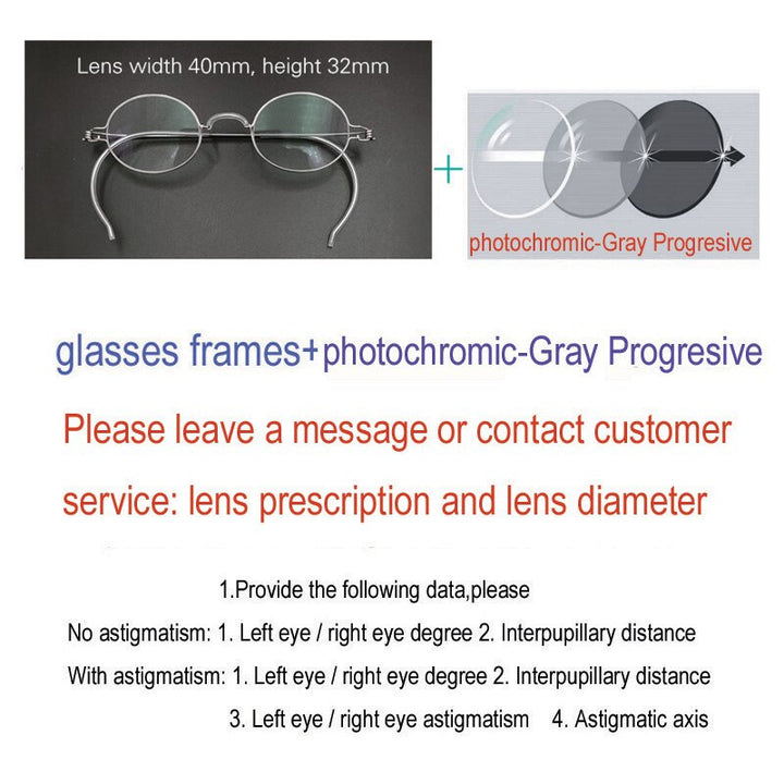Yujo Unisex Full Rim Eyeglasses Oval Stainless Steel Y011 Full Rim Yujo Progressive gray China