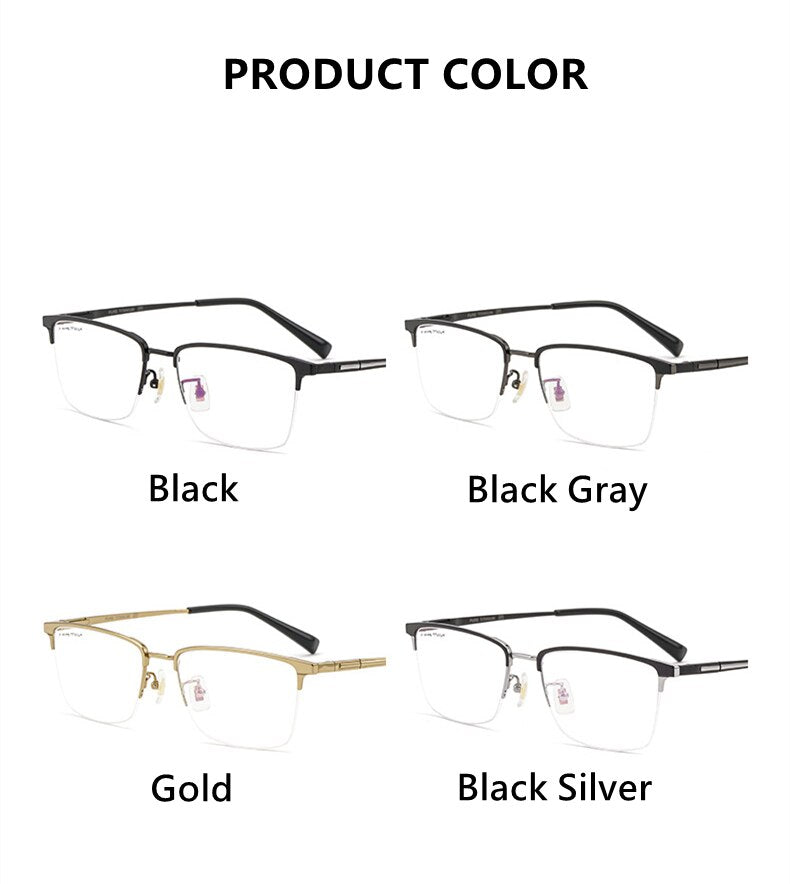 Yimaruili Men's Semi Rim Titanium Frame Eyeglasses 226186 Semi Rim Yimaruili Eyeglasses
