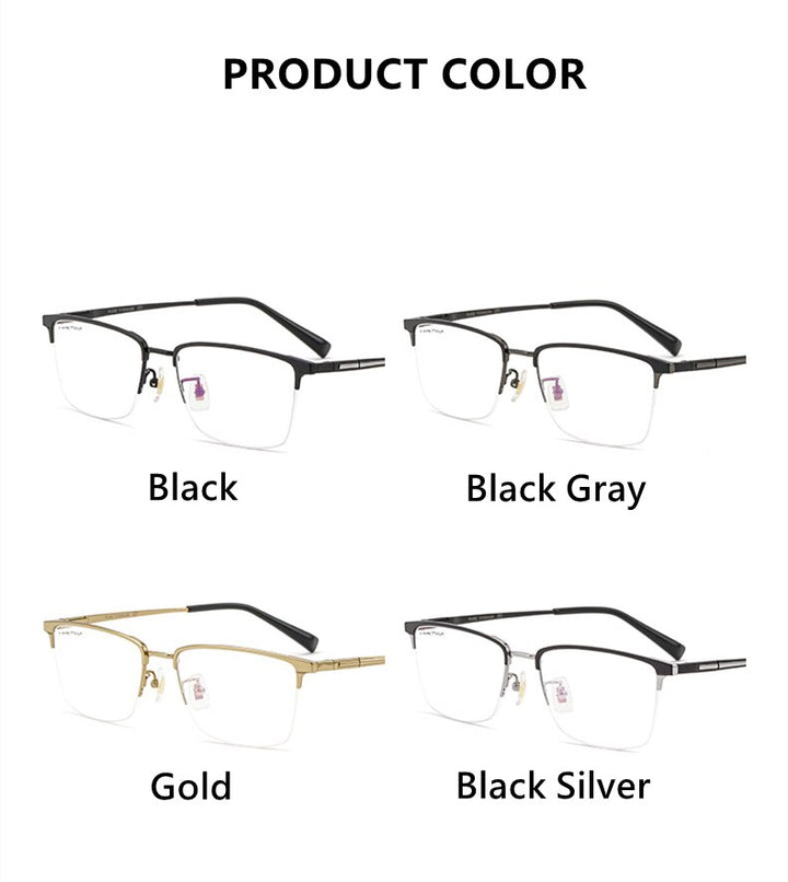 Yimaruili Men's Semi Rim Titanium Frame Eyeglasses 226186 Semi Rim Yimaruili Eyeglasses