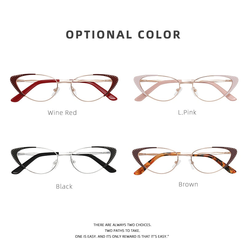 Laoyehui Women's Eyeglasses Cat Eye Alloy Frame 18036 Full Rim Laoyehui