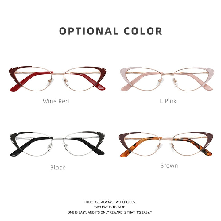 Laoyehui Women's Eyeglasses Cat Eye Alloy Frame 18036 Full Rim Laoyehui