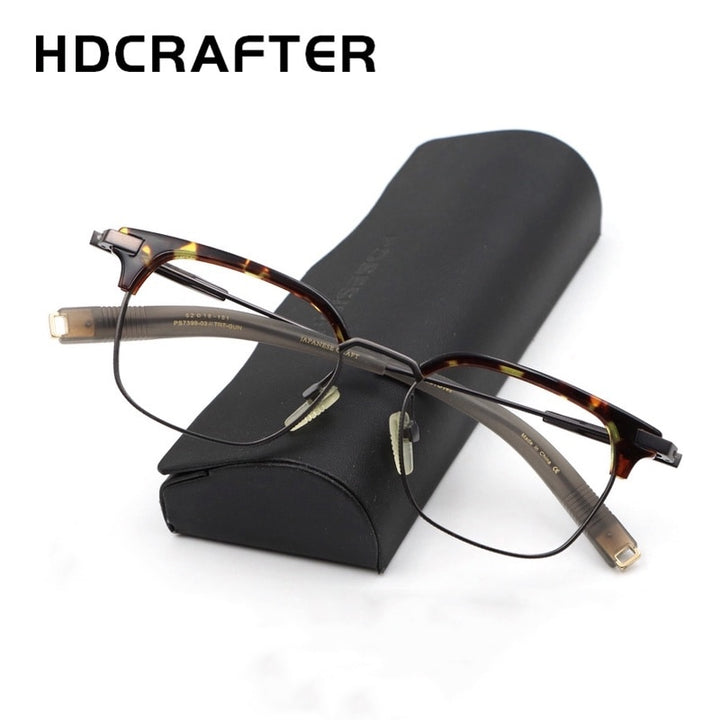 Hdcrafter Unisex Full Rim Square Titanium Frame Eyeglasses Ps7399 Full Rim Hdcrafter Eyeglasses