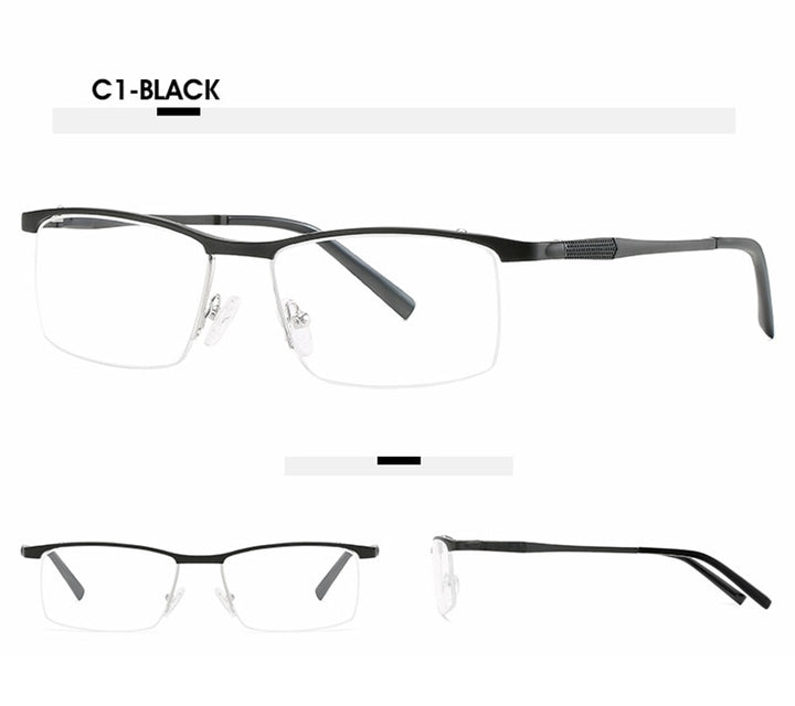 Hotony Unisex Semi Rim Square Alloy Frame Eyeglasses 6303 Semi Rim Hotony