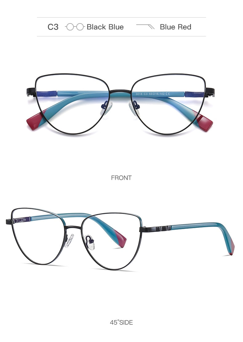 Hotochki Women's Full Rim Cat Eye Alloy Frame Eyeglasses 3018 Full Rim Hotochki