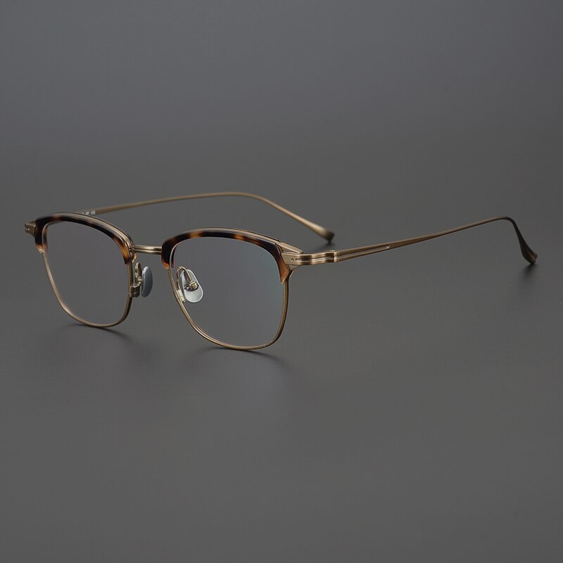 Gatenac Unisex Full Rim Square Titanium Acetate Frame Eyeglasses Gxyj688 Full Rim Gatenac Bronze