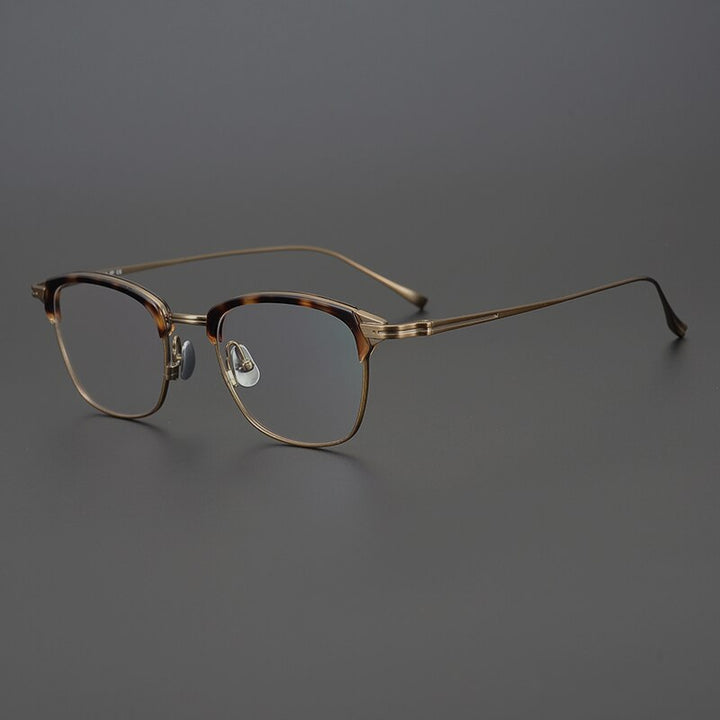 Gatenac Unisex Full Rim Square Titanium Acetate Frame Eyeglasses Gxyj688 Full Rim Gatenac Bronze