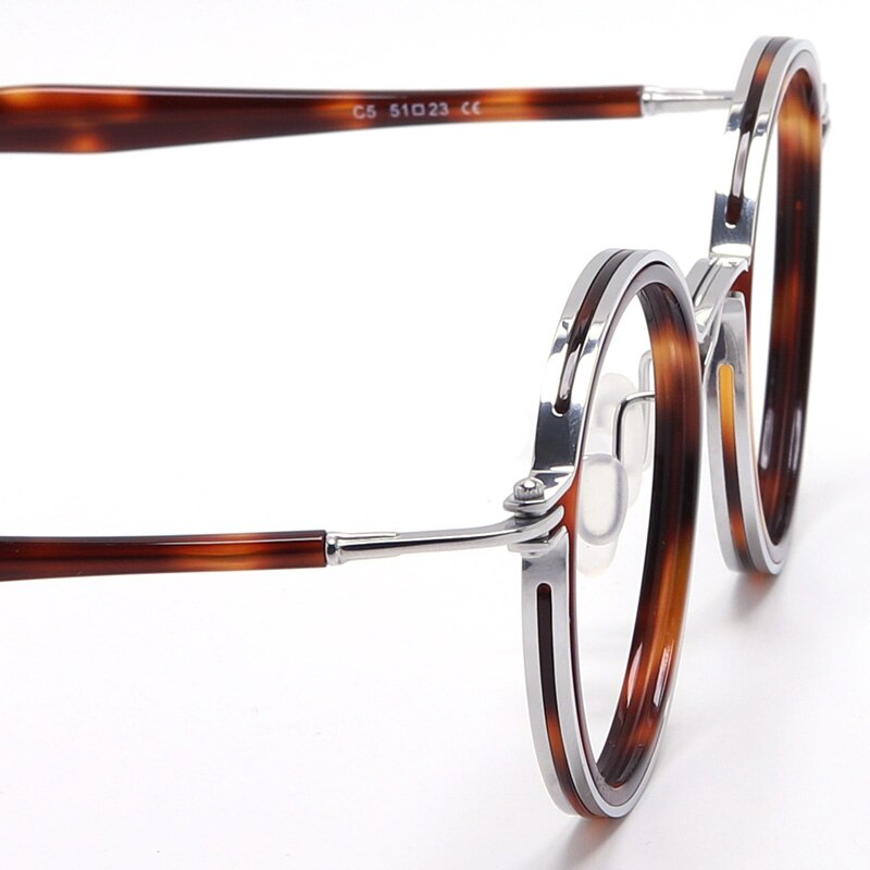Muzz Men's Full Rim Round Titanium Acetate Frame Eyeglasses G15 Full Rim Muzz