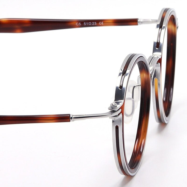 Muzz Men's Full Rim Round Titanium Acetate Frame Eyeglasses G15 Full Rim Muzz