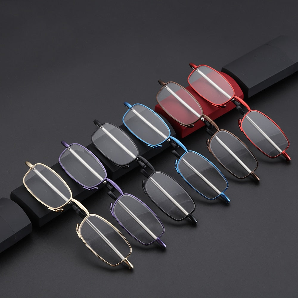 Gootrades Unisex Full Rim Square Alloy Foldable Reading Glasses 5923 Reading Glasses Gootrades