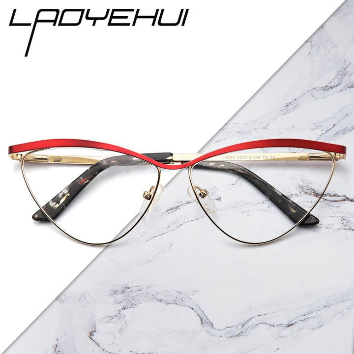 Laoyehui Women's Eyeglasses Cat Eye Alloy Frame 8042 Full Rim Laoyehui