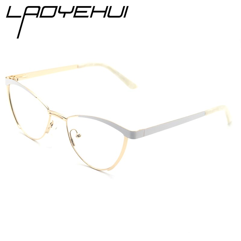 Laoyehui Women's Eyeglasses Cat Eye Alloy Frame 5821 Full Rim Laoyehui White