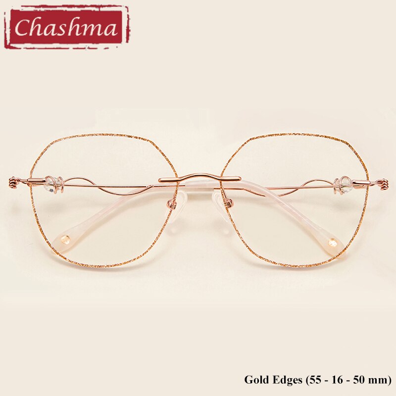 Women' Round Titanium Rimless Frame Diamond Cut Eyeglasses 88128 Rimless Chashma Shape 3  