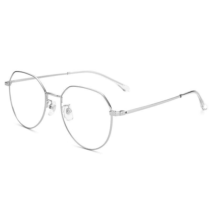 Handoer Unisex Full Rim Oval Round Titanium Eyeglasses 89180 Full Rim Handoer Silver