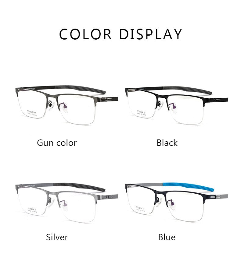 Hotochki Men's Semi Rim TitaniumAlloy IP Plated Frame Eyeglasses F1983 Semi Rim Hotochki