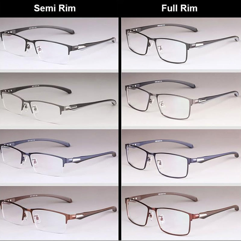 Bclear Men's Semi Rim Square Titanium Alloy Eyeglasses 66071 Semi Rim Bclear
