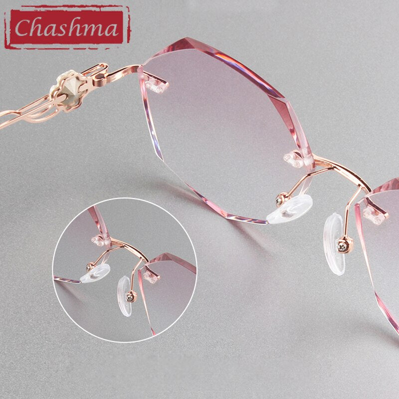 Chashma Women's Rimless Flat Top Polygon Titanium Eyeglasses 88050 Rimless Chashma