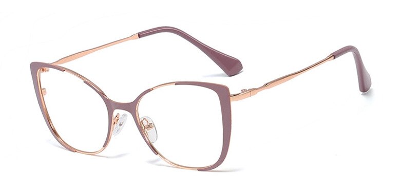 CCspace Unisex Semi Rim Cat Eye Alloy Frame Eyeglasses 45955 Semi Rim CCspace C1 purple