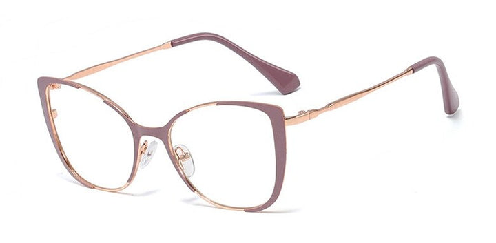 CCspace Unisex Semi Rim Cat Eye Alloy Frame Eyeglasses 45955 Semi Rim CCspace C1 purple