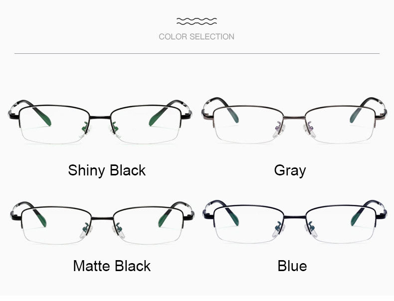 Hotony Men's Semi Rim Titanium Alloy Rectangle Frame Eyeglasses 9071 Semi Rim Hotony