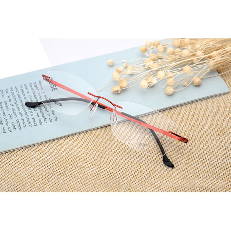 Hotony Unisex Rimless Alloy Frame Rectangle Lens Eyeglasses Rw004 Rimless Hotony