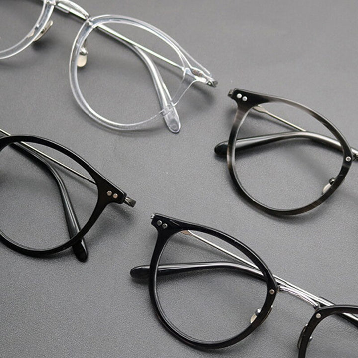 Gatenac Unisex Full Rim Round Titanium Acetate Frame Eyeglasses Gxyj717 Full Rim Gatenac