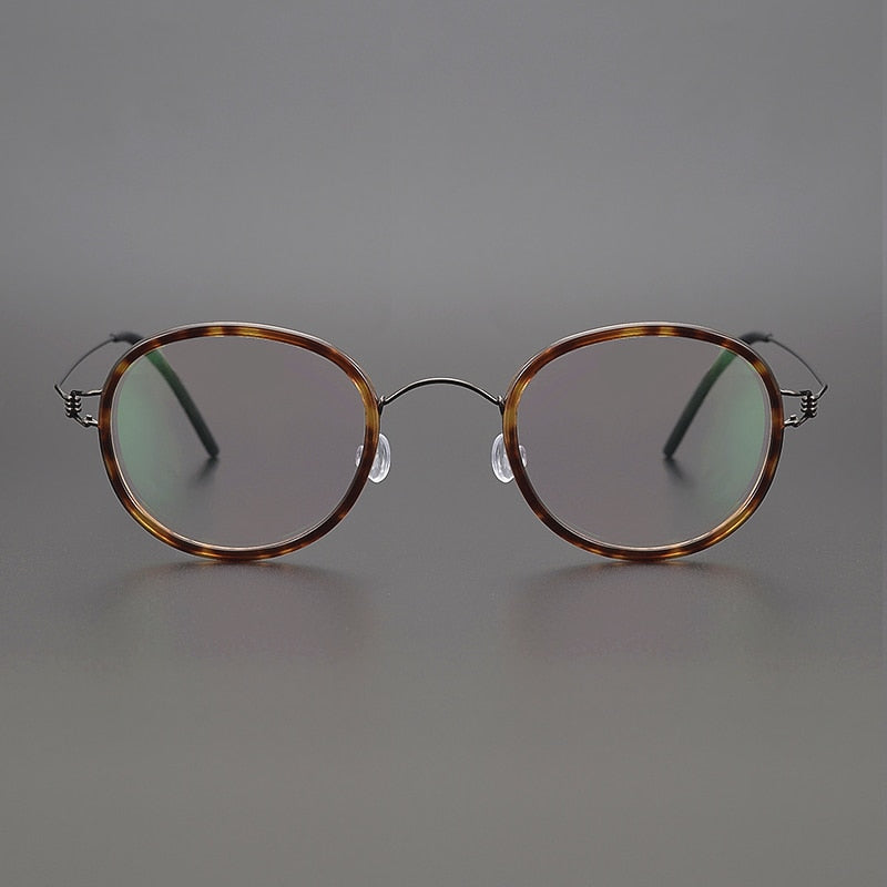 Gatenac Unisex Full Rim Round Screwless Titanium Frame Eyeglasses Gxyj267 Full Rim Gatenac