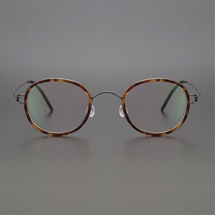 Gatenac Unisex Full Rim Round Screwless Titanium Frame Eyeglasses Gxyj267 Full Rim Gatenac