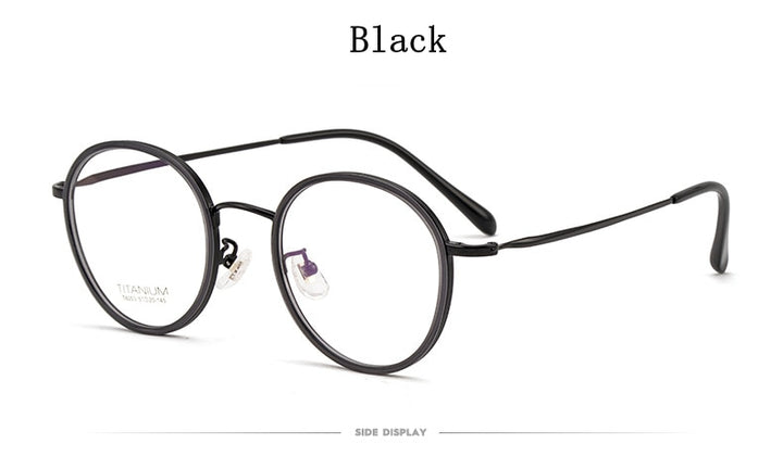 Yimaruili Unisex Full Rim Elastic β Titanium Round Frame Eyeglasses T6053 Full Rim Yimaruili Eyeglasses