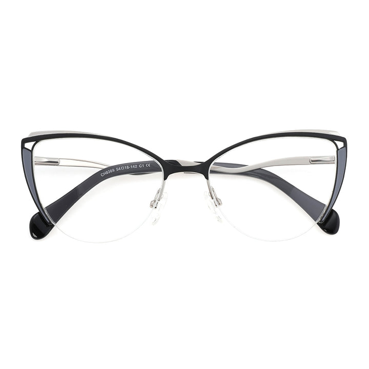 Laoyehui Women's Eyeglasses Cat Eye Alloy Reading Glasses 8369 Reading Glasses Laoyehui 0 Black