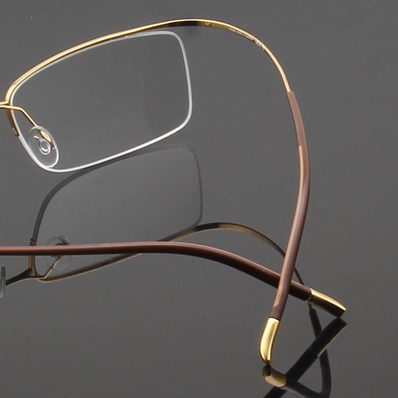 Hdcrafter Unisex Eyeglasses Rectangle Titanium Semi Rim 9256 Rimless Hdcrafter Eyeglasses