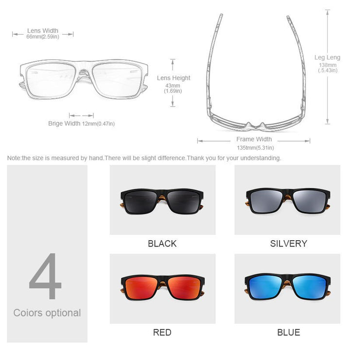 Yimaruili Unisex Full Rim Rectangular Wooden Frame Polarized Lens Sunglasses 8016 Sunglasses Yimaruili Sunglasses