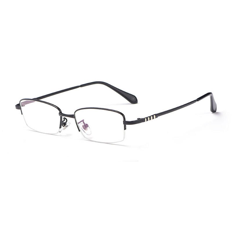 Hotony Men's Semi Rim Titanium Alloy Rectangle Frame Eyeglasses 9071 Semi Rim Hotony