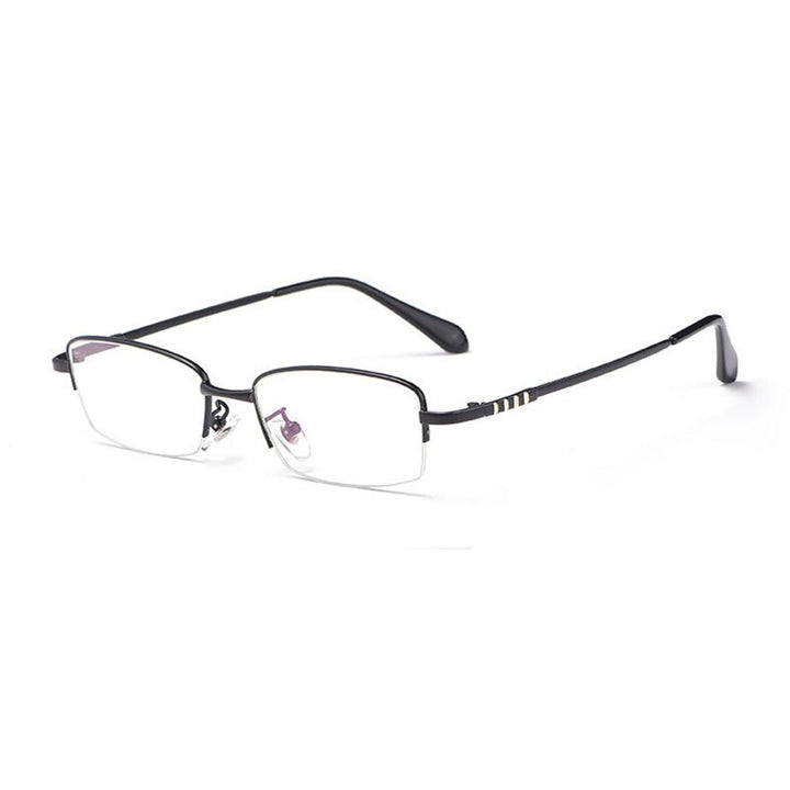 Hotony Men's Semi Rim Titanium Alloy Rectangle Frame Eyeglasses 9071 Semi Rim Hotony