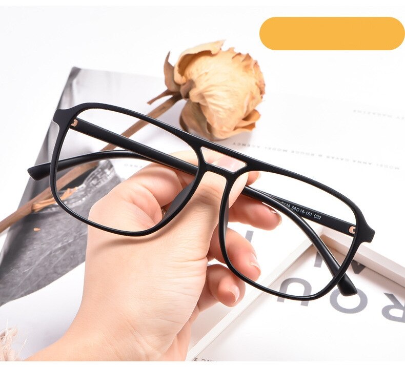 Yimaruili Unisex Full Rim TR 90 Resin Double Bridge Frame Eyeglasses D138 Full Rim Yimaruili Eyeglasses Matte Black