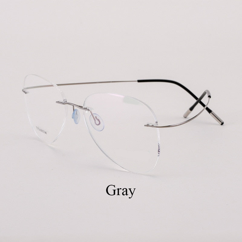 Bclear Unisex Customized Rimless Oval Titanium Alloy Eyeglasses My20002 Rimless Bclear Light Gray