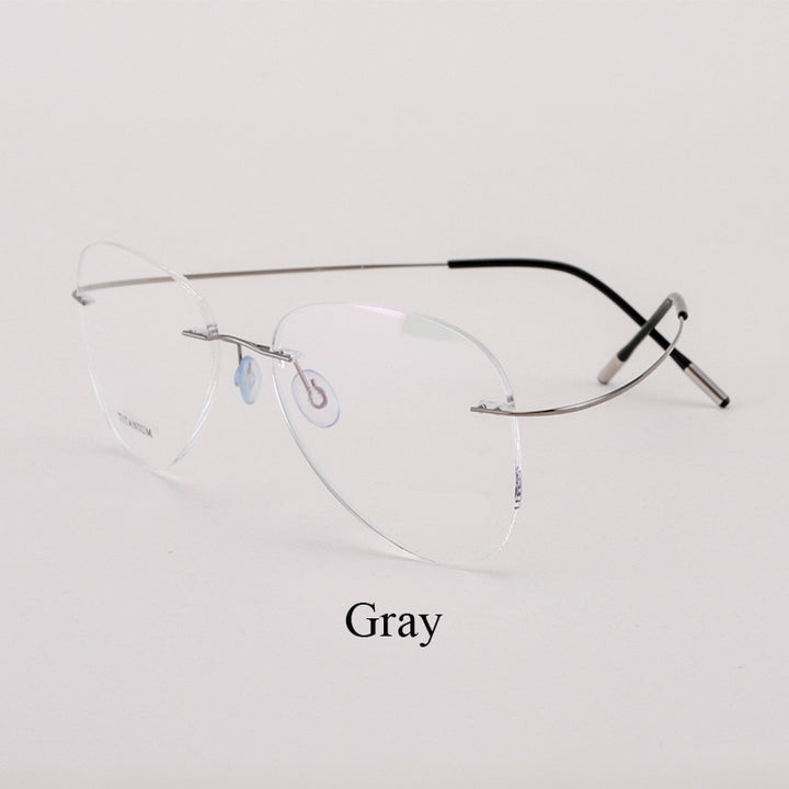 Bclear Unisex Customized Rimless Oval Titanium Alloy Eyeglasses My20002 Rimless Bclear Light Gray
