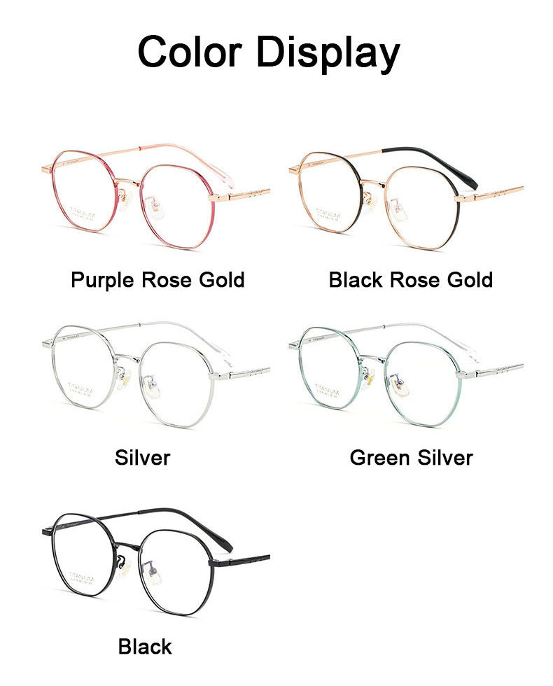 Hotony Women's Full Rim Round Titanium Frame Eyeglasses S1918 Full Rim Hotony
