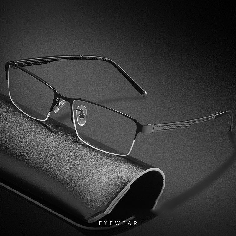 Hotochki Men's Semi Rim Rectangular Alloy Frame Eyeglasses 3095 Semi Rim Hotochki