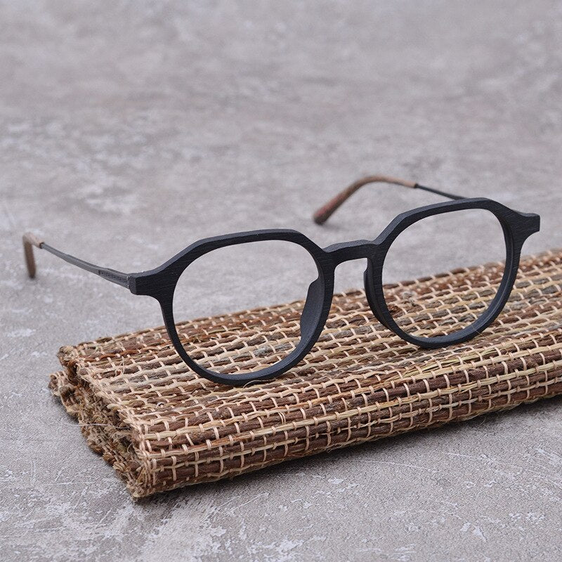 Hdcrafter Unisex Full Rim Round Wood Frame Eyeglasses Ft8861 Full Rim Hdcrafter Eyeglasses