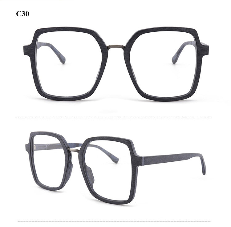Hdcrafter Unisex Full Rim Polygonal Wood Frame Eyeglasses 6109 Full Rim Hdcrafter Eyeglasses