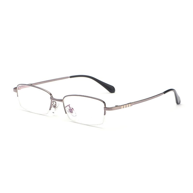 Hotony Men's Semi Rim Titanium Alloy Rectangle Frame Eyeglasses 9071 Semi Rim Hotony gray