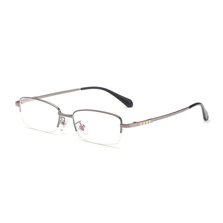 Hotony Men's Semi Rim Titanium Alloy Rectangle Frame Eyeglasses 9071 Semi Rim Hotony gray