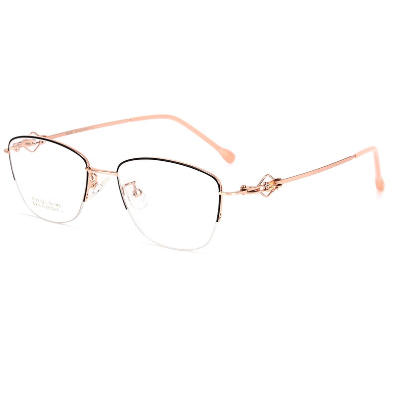 Women's Semi Rim Cat Eye Alloy Eyeglasses Hollow Temple Gm8022 Semi Rim Bclear