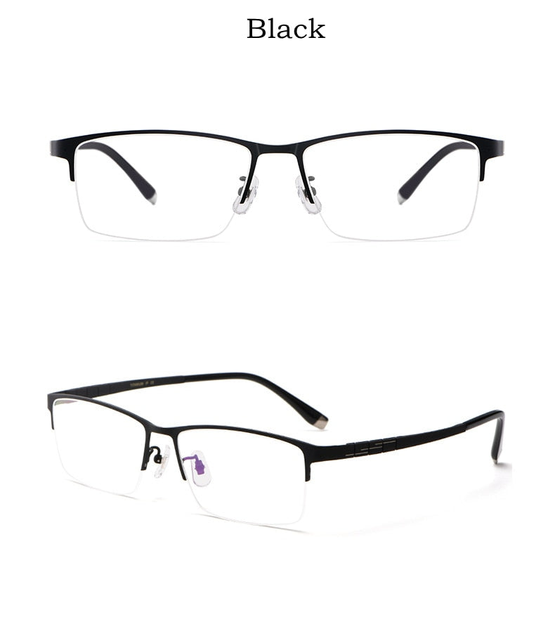 Yimaruili Men's Semi Rim Titanium Rectangular Frame Eyeglasses HT0186 Semi Rim Yimaruili Eyeglasses