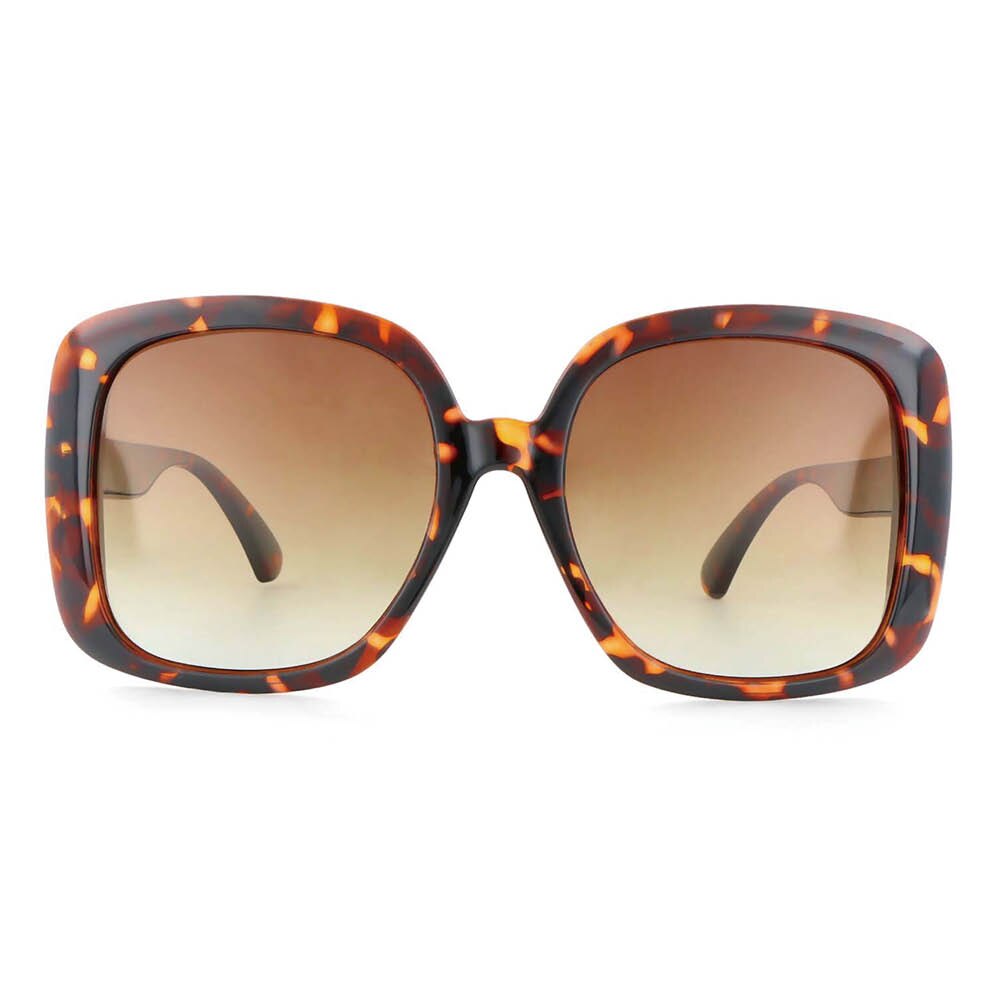 CCspace Women's Full Rim Oversized Square Resin Frame Sunglasses 53656 Sunglasses CCspace Sunglasses leopard