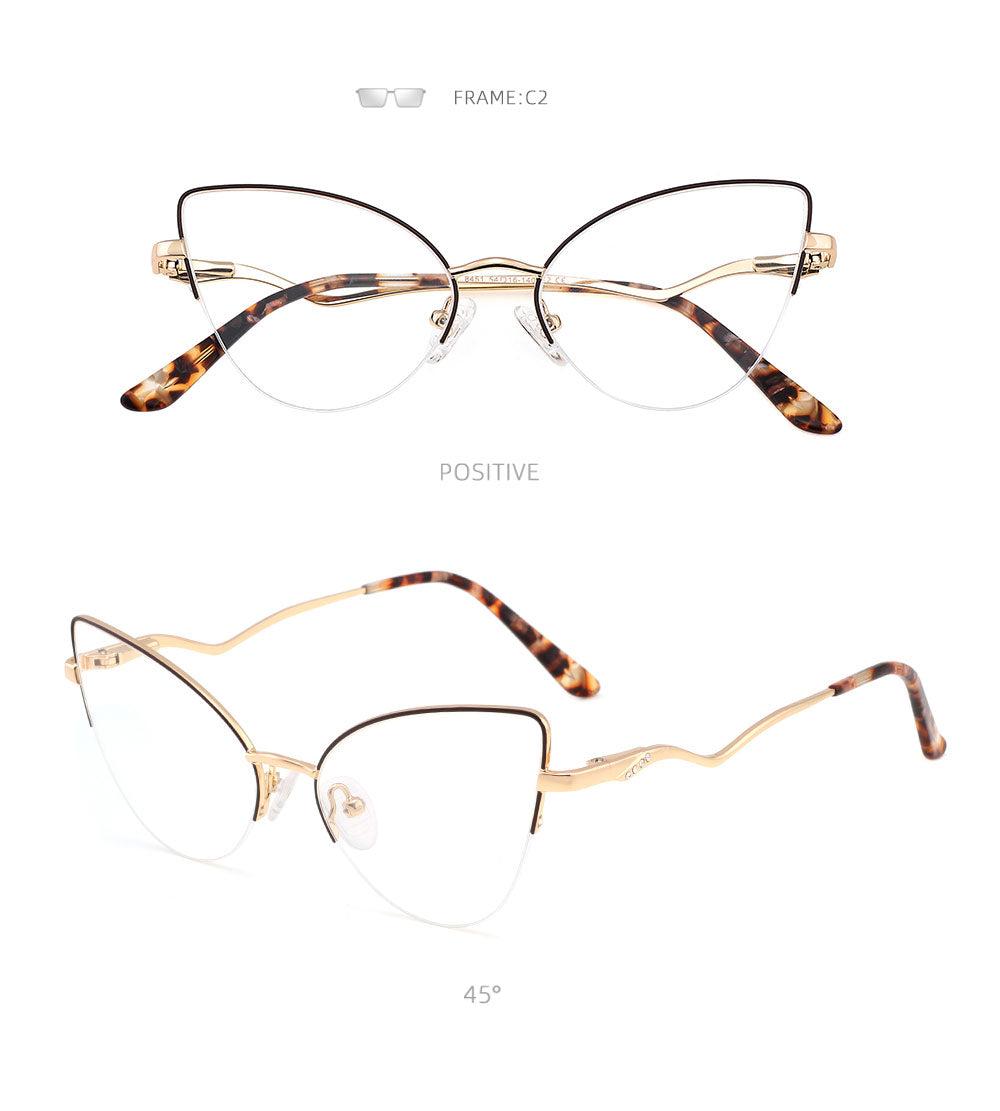Laoyehui Women's Semi Rim Cat Eye Alloy Frame Reading Glasses 84511 Reading Glasses Laoyehui